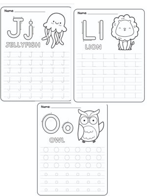 A-Z Tracing Animals Worksheets (26 Pages)