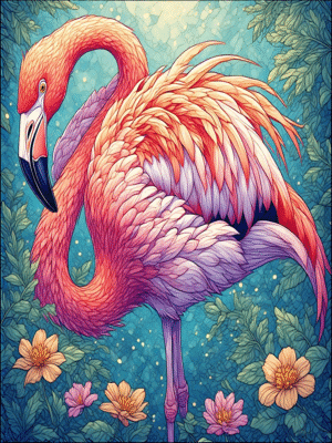 Flamingo Coloring Book (52 Pages)