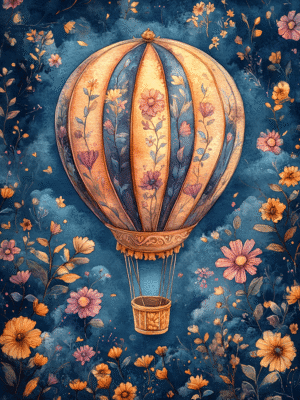 Floral Balloons Coloring Book (61 Pages)