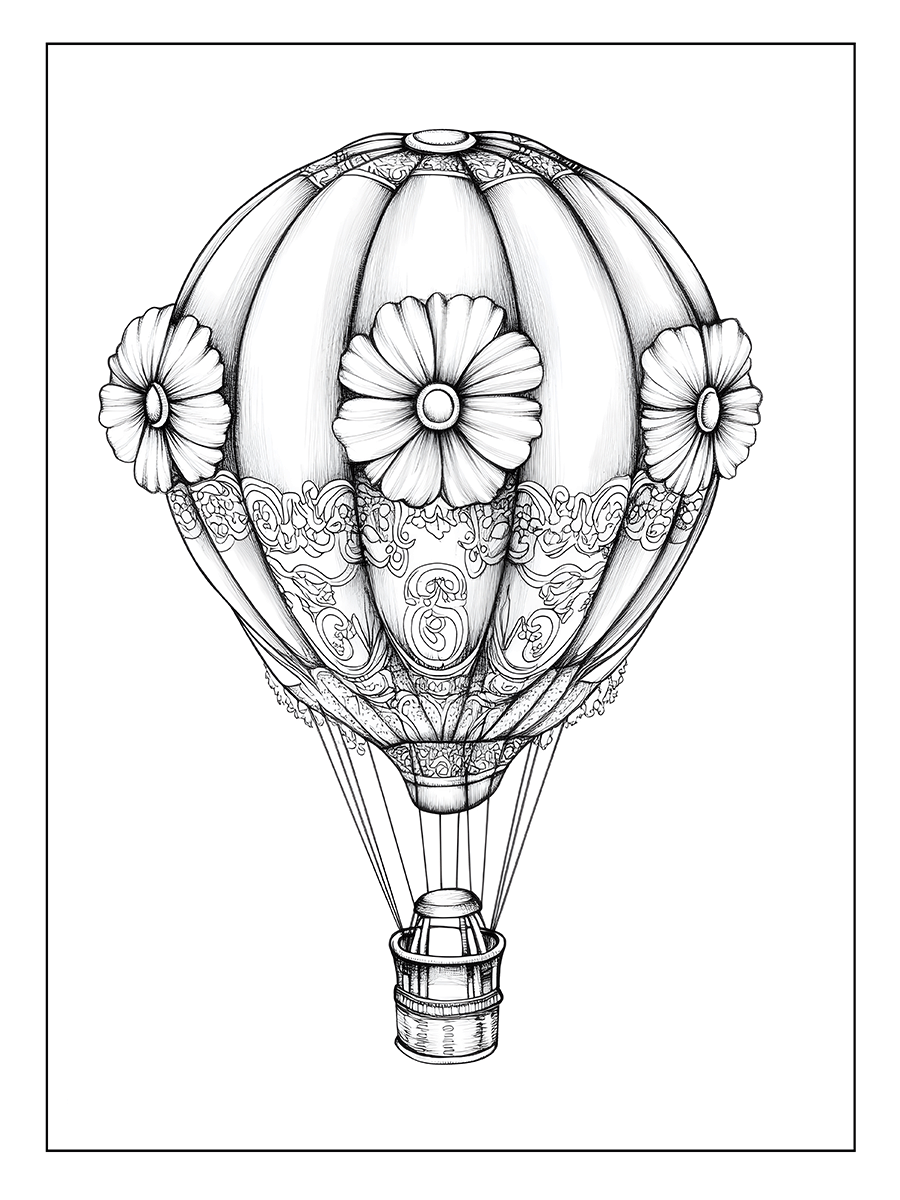 Floral Balloons Coloring Book (61 Pages) - Image 3