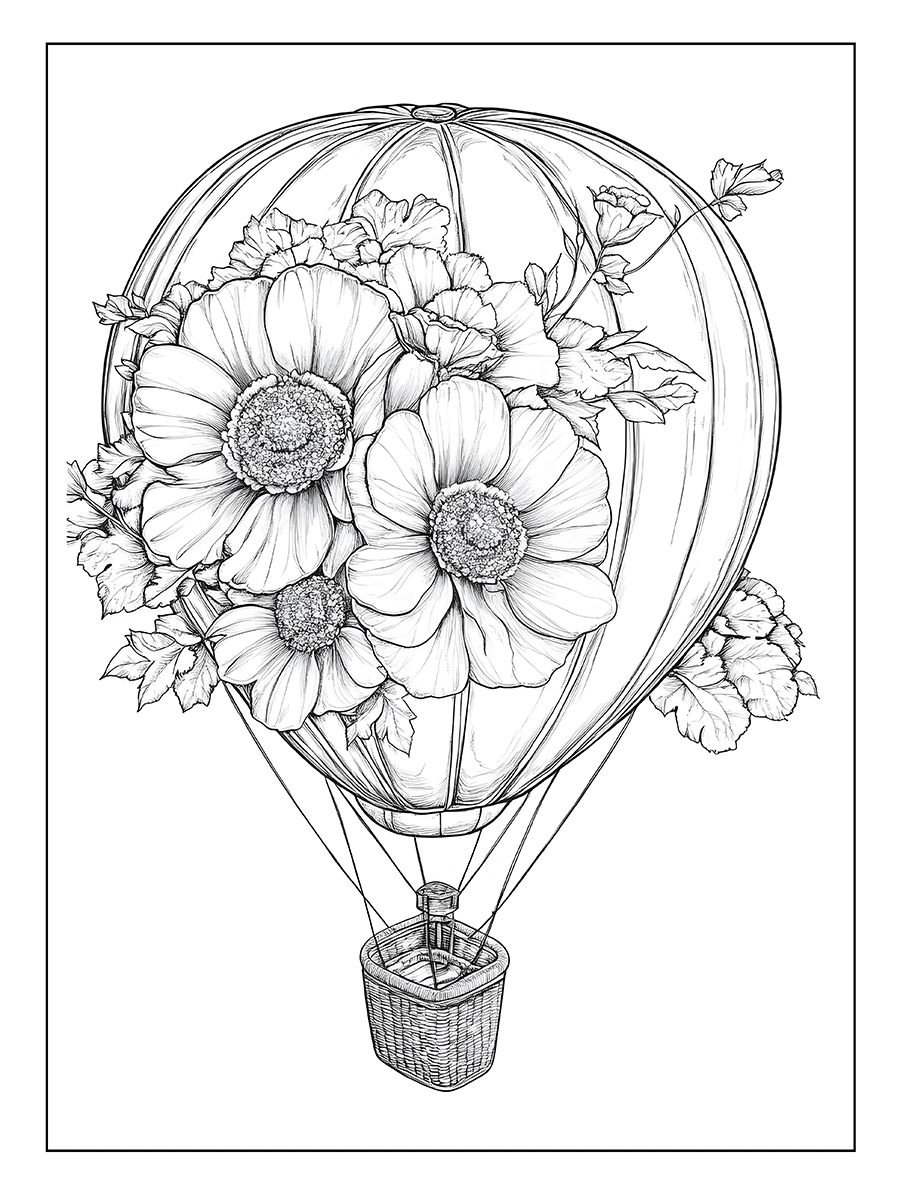 Floral Balloons Coloring Book (61 Pages) - Image 4