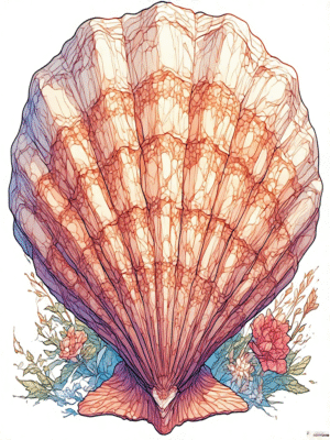 Scallop Coloring Book (110 Pages)